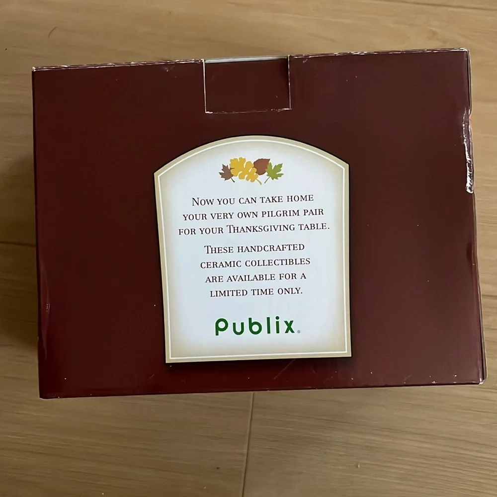 COPY-PUBLIX PILGRIM PAIR ENCORE EDITION SALT & PEPPER SHAKER CERAMIC THANKSGIVIN